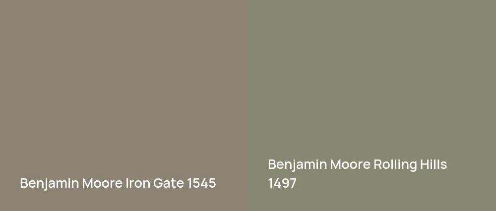 Benjamin Moore Iron Gate 1545 vs Benjamin Moore Rolling Hills 1497