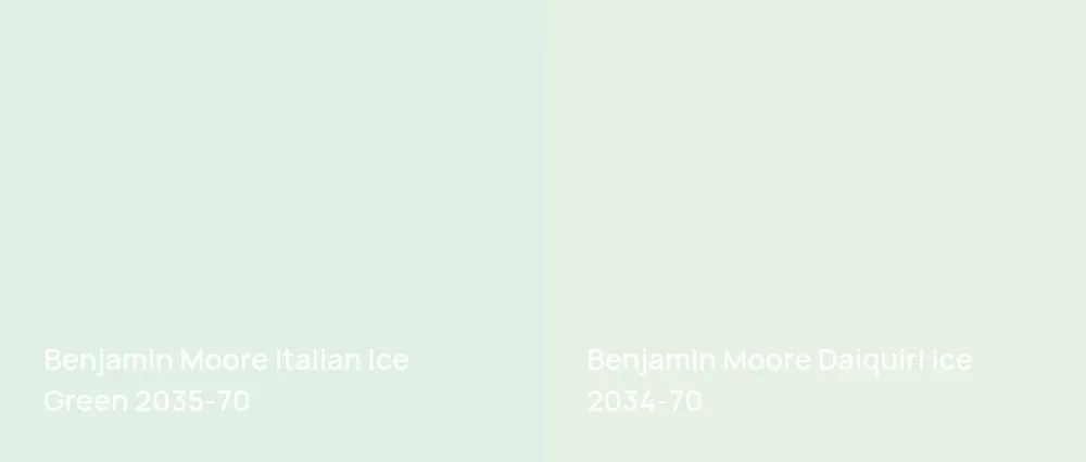 Benjamin Moore Italian Ice Green 2035-70 vs Benjamin Moore Daiquiri Ice 2034-70