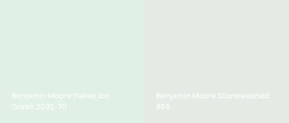 Benjamin Moore Italian Ice Green 2035-70 vs Benjamin Moore Stonewashed 865