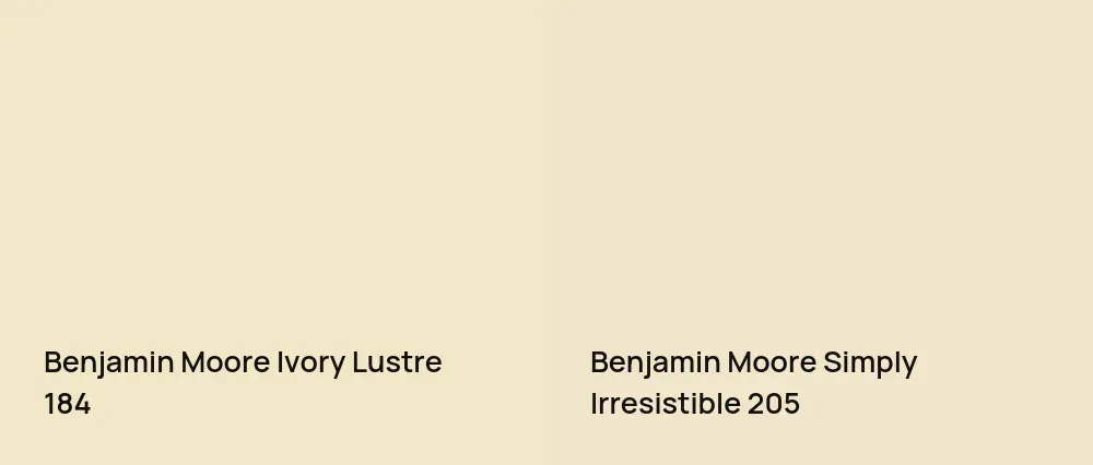 Benjamin Moore Ivory Lustre 184 vs Benjamin Moore Simply Irresistible 205