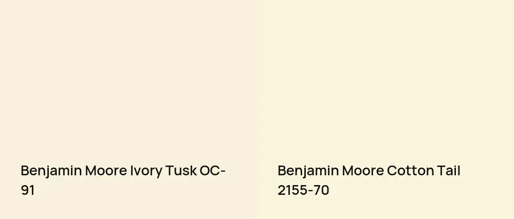 Benjamin Moore Ivory Tusk OC-91 vs Benjamin Moore Cotton Tail 2155-70