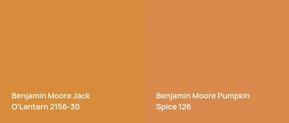 Benjamin Moore Jack O'Lantern 2156-30 vs Benjamin Moore Pumpkin Spice 126