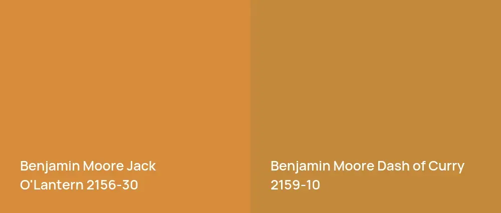 Benjamin Moore Jack O'Lantern 2156-30 vs Benjamin Moore Dash of Curry 2159-10