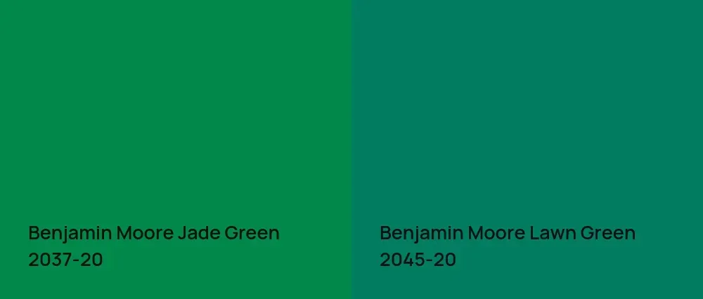 Benjamin Moore Jade Green 2037-20 vs Benjamin Moore Lawn Green 2045-20