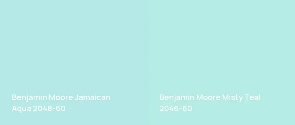 Benjamin Moore Jamaican Aqua 2048-60 vs Benjamin Moore Misty Teal 2046-60