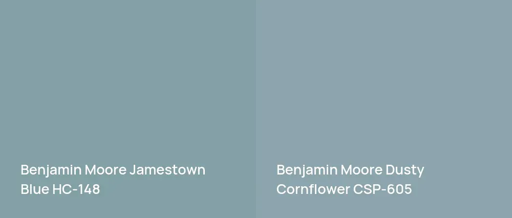 Benjamin Moore Jamestown Blue HC-148 vs Benjamin Moore Dusty Cornflower CSP-605