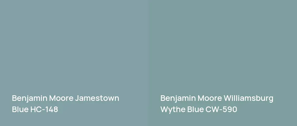 Benjamin Moore Jamestown Blue HC-148 vs Benjamin Moore Williamsburg Wythe Blue CW-590