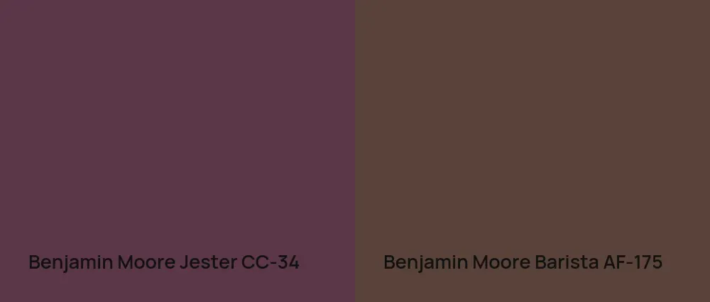 Benjamin Moore Jester CC-34 vs Benjamin Moore Barista AF-175