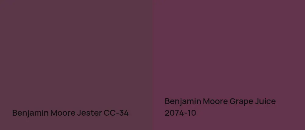 Benjamin Moore Jester CC-34 vs Benjamin Moore Grape Juice 2074-10