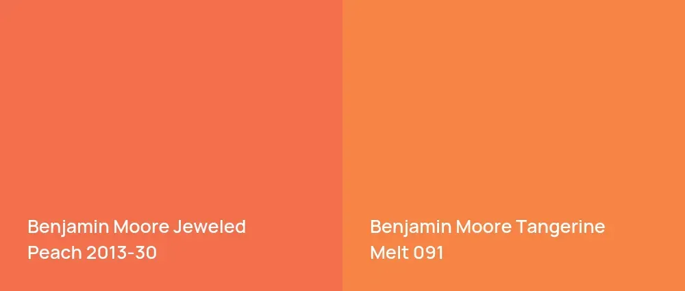 Benjamin Moore Jeweled Peach 2013-30 vs Benjamin Moore Tangerine Melt 091