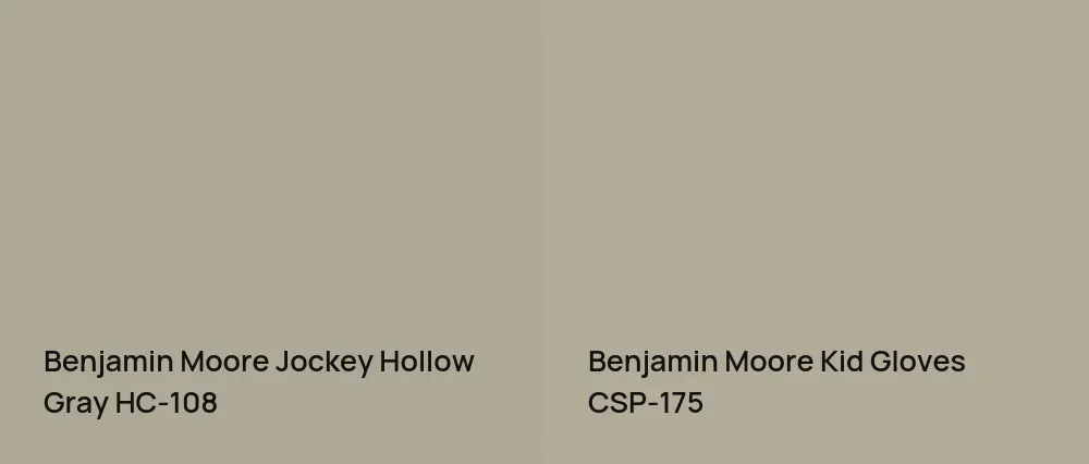 Benjamin Moore Jockey Hollow Gray HC-108 vs Benjamin Moore Kid Gloves CSP-175