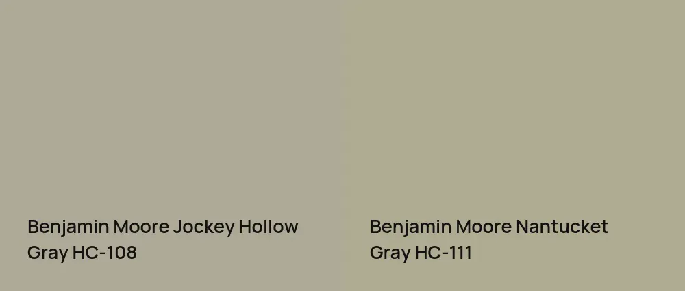 Benjamin Moore Jockey Hollow Gray HC-108 vs Benjamin Moore Nantucket Gray HC-111