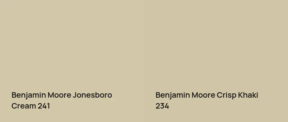 Benjamin Moore Jonesboro Cream 241 vs Benjamin Moore Crisp Khaki 234