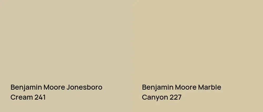 Benjamin Moore Jonesboro Cream 241 vs Benjamin Moore Marble Canyon 227