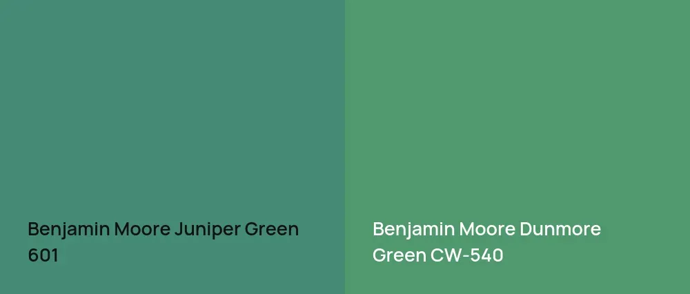 Benjamin Moore Juniper Green 601 vs Benjamin Moore Dunmore Green CW-540