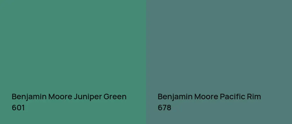 Benjamin Moore Juniper Green 601 vs Benjamin Moore Pacific Rim 678