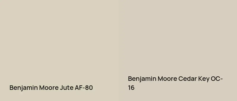 Benjamin Moore Jute AF-80 vs Benjamin Moore Cedar Key OC-16