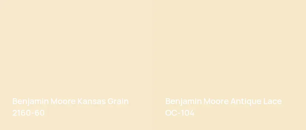 Benjamin Moore Kansas Grain 2160-60 vs Benjamin Moore Antique Lace OC-104