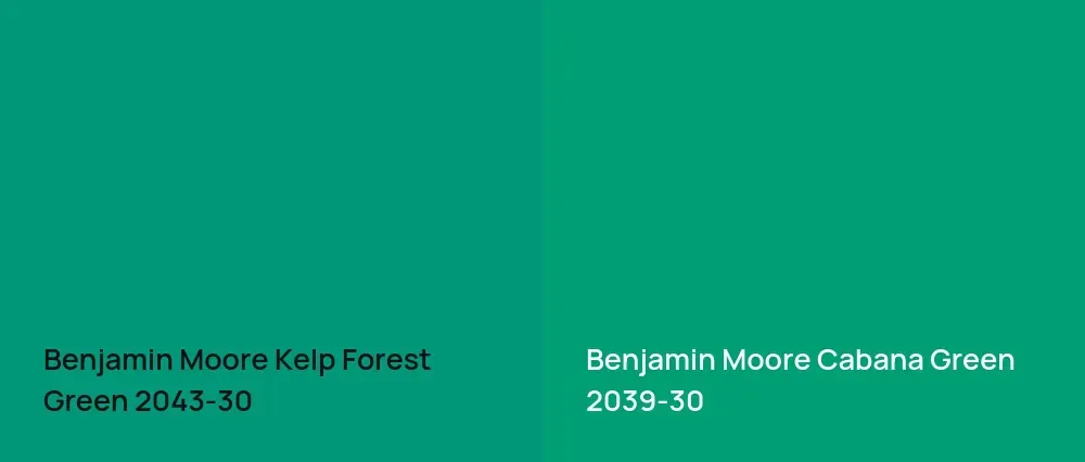 Benjamin Moore Kelp Forest Green 2043-30 vs Benjamin Moore Cabana Green 2039-30