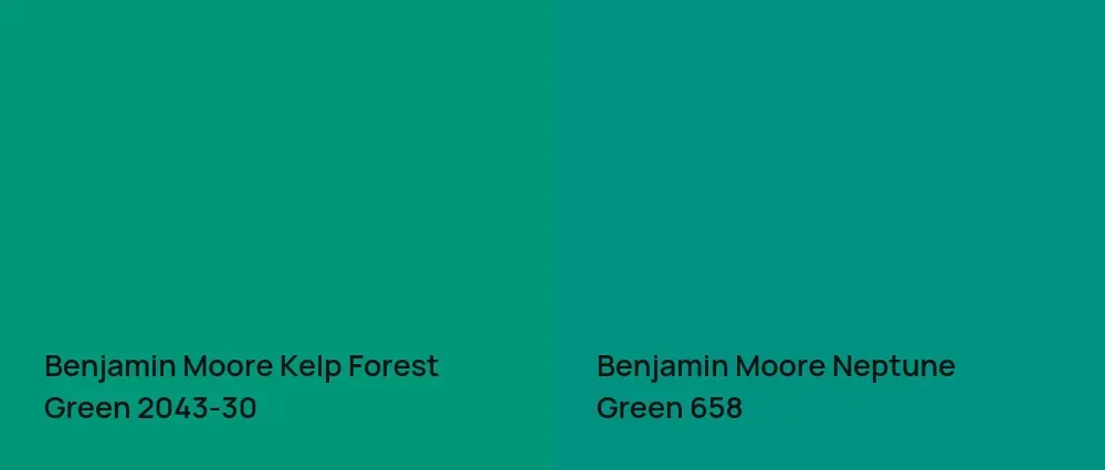Benjamin Moore Kelp Forest Green 2043-30 vs Benjamin Moore Neptune Green 658