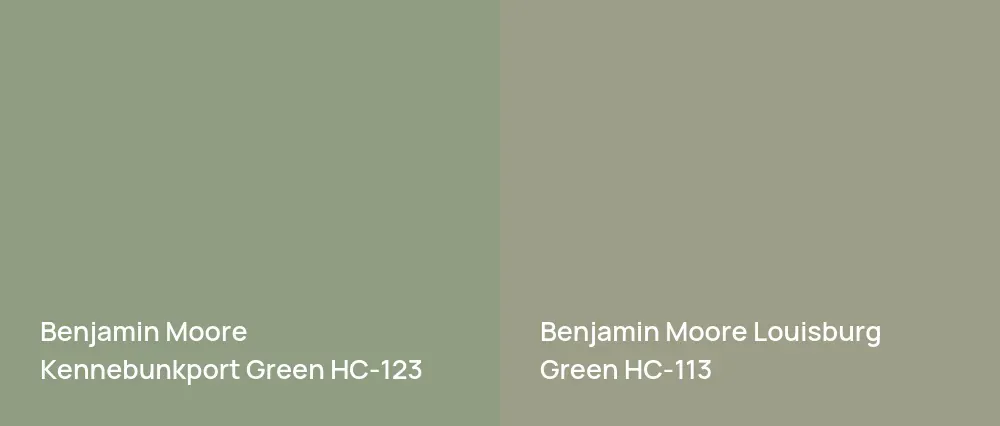 Benjamin Moore Kennebunkport Green HC-123 vs Benjamin Moore Louisburg Green HC-113