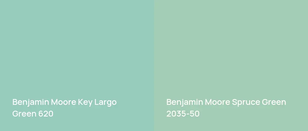 Benjamin Moore Key Largo Green 620 vs Benjamin Moore Spruce Green 2035-50