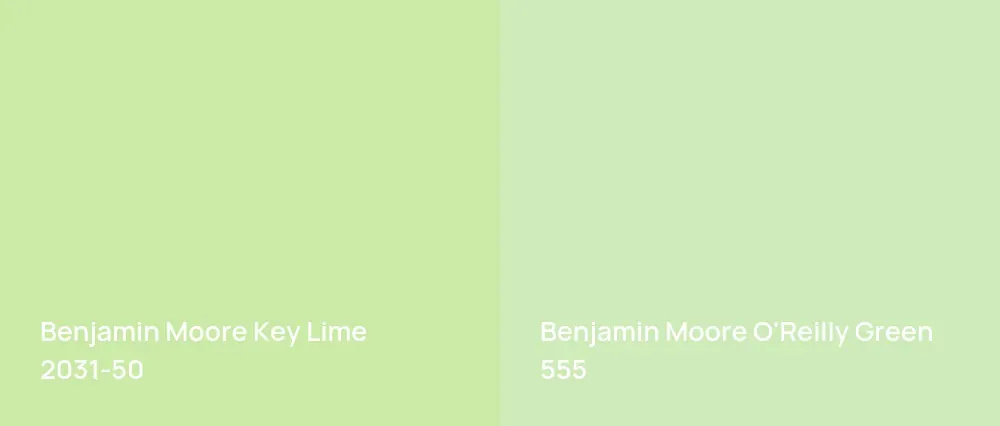 Benjamin Moore Key Lime 2031-50 vs Benjamin Moore O'Reilly Green 555