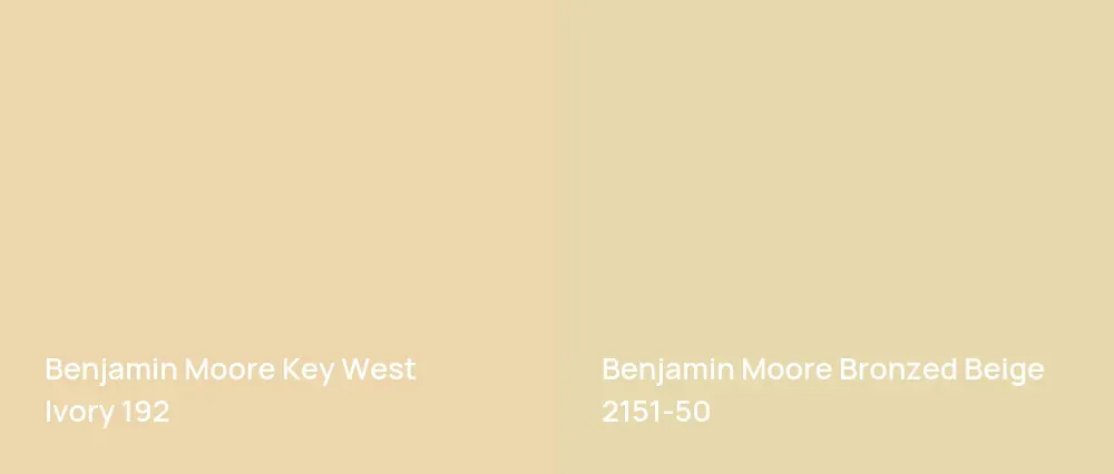 Benjamin Moore Key West Ivory 192 vs Benjamin Moore Bronzed Beige 2151-50