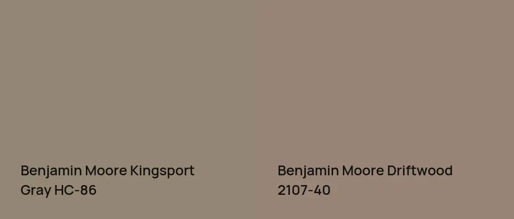 Benjamin Moore Kingsport Gray HC-86 vs Benjamin Moore Driftwood 2107-40