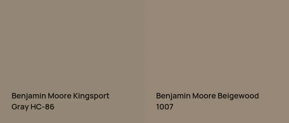 Benjamin Moore Kingsport Gray HC-86 vs Benjamin Moore Beigewood 1007