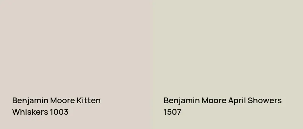 Benjamin Moore Kitten Whiskers 1003 vs Benjamin Moore April Showers 1507