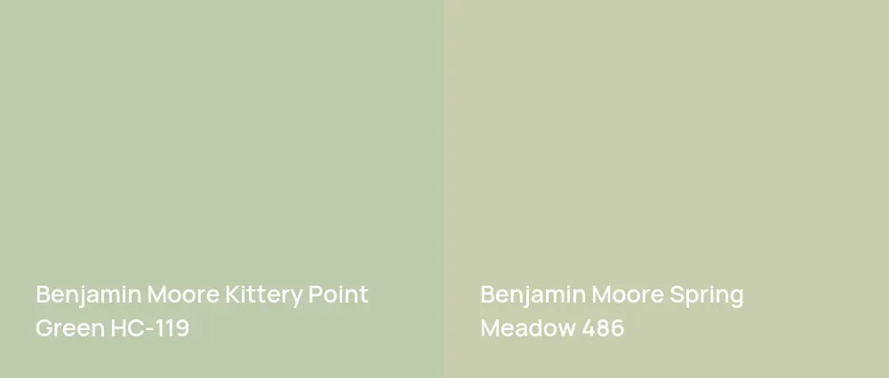 Benjamin Moore Kittery Point Green HC-119 vs Benjamin Moore Spring Meadow 486