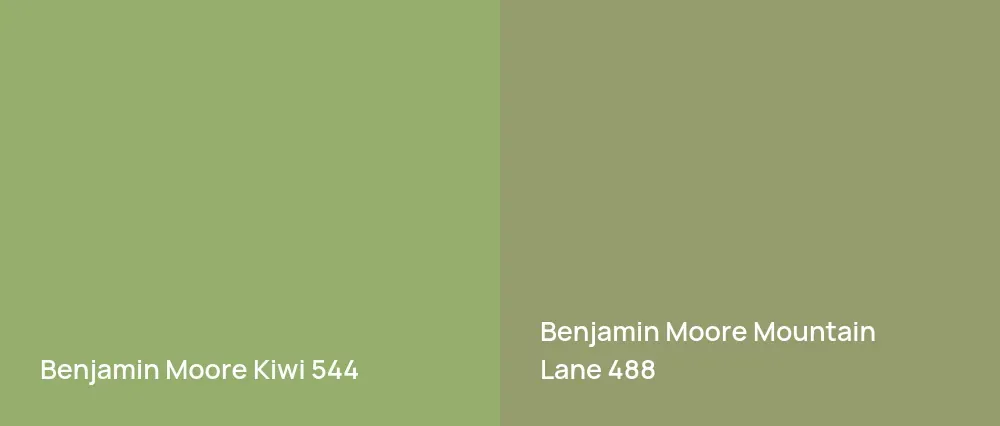 Benjamin Moore Kiwi 544 vs Benjamin Moore Mountain Lane 488