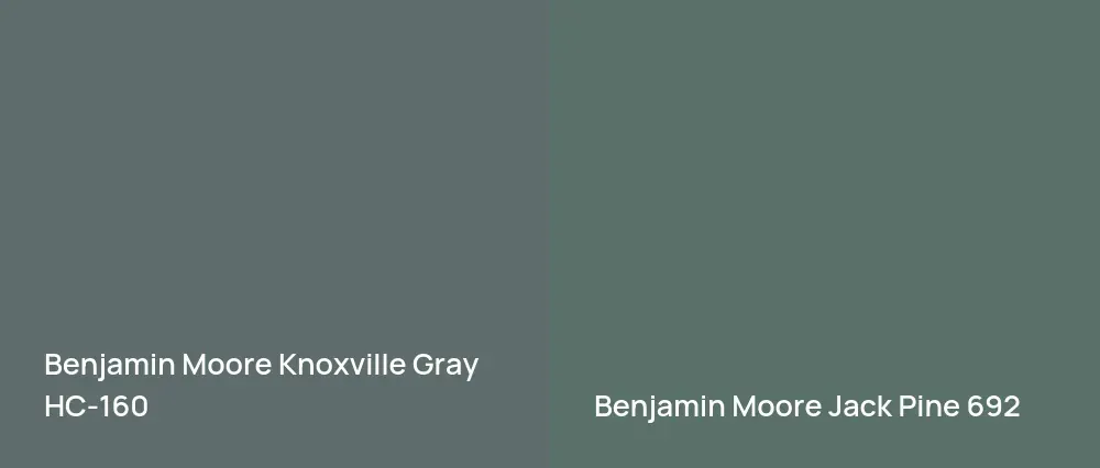 Benjamin Moore Knoxville Gray HC-160 vs Benjamin Moore Jack Pine 692