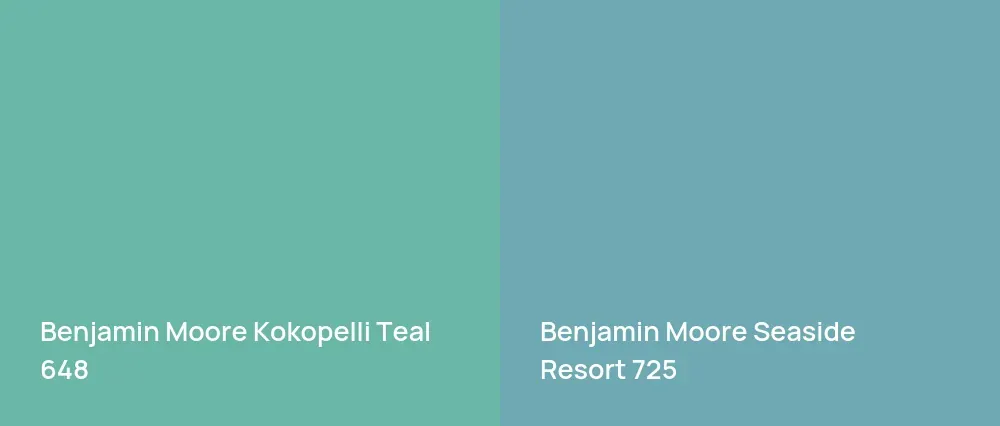 Benjamin Moore Kokopelli Teal 648 vs Benjamin Moore Seaside Resort 725