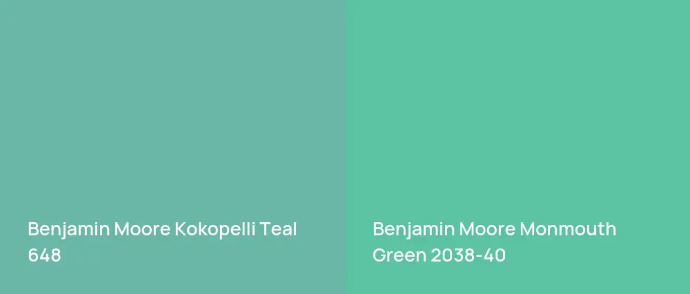 Benjamin Moore Kokopelli Teal 648 vs Benjamin Moore Monmouth Green 2038-40
