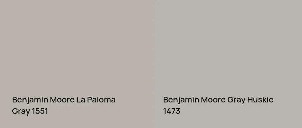 Benjamin Moore La Paloma Gray 1551 vs Benjamin Moore Gray Huskie 1473