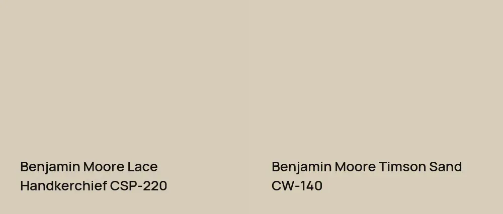Benjamin Moore Lace Handkerchief CSP-220 vs Benjamin Moore Timson Sand CW-140
