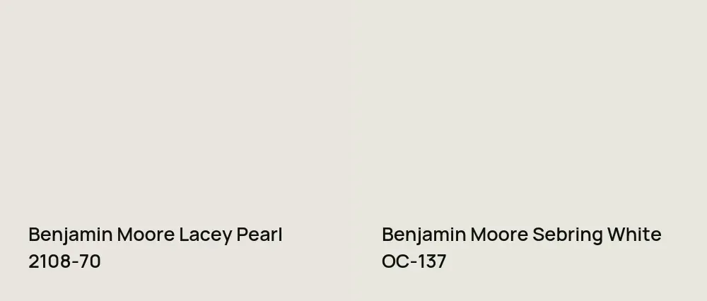 Benjamin Moore Lacey Pearl 2108-70 vs Benjamin Moore Sebring White OC-137