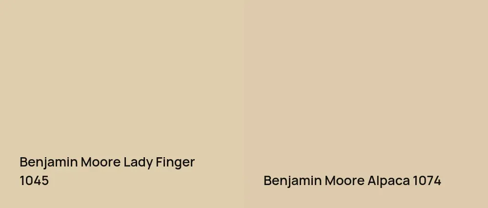 Benjamin Moore Lady Finger 1045 vs Benjamin Moore Alpaca 1074
