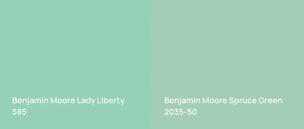 Benjamin Moore Lady Liberty 585 vs Benjamin Moore Spruce Green 2035-50