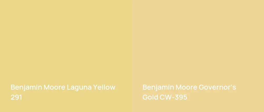 Benjamin Moore Laguna Yellow 291 vs Benjamin Moore Governor's Gold CW-395
