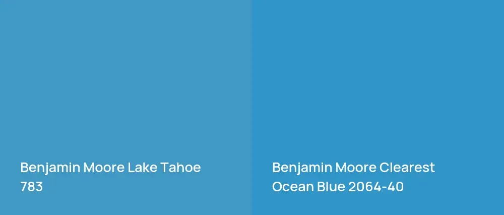 Benjamin Moore Lake Tahoe 783 vs Benjamin Moore Clearest Ocean Blue 2064-40