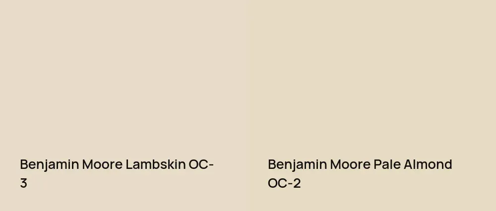 Benjamin Moore Lambskin OC-3 vs Benjamin Moore Pale Almond OC-2