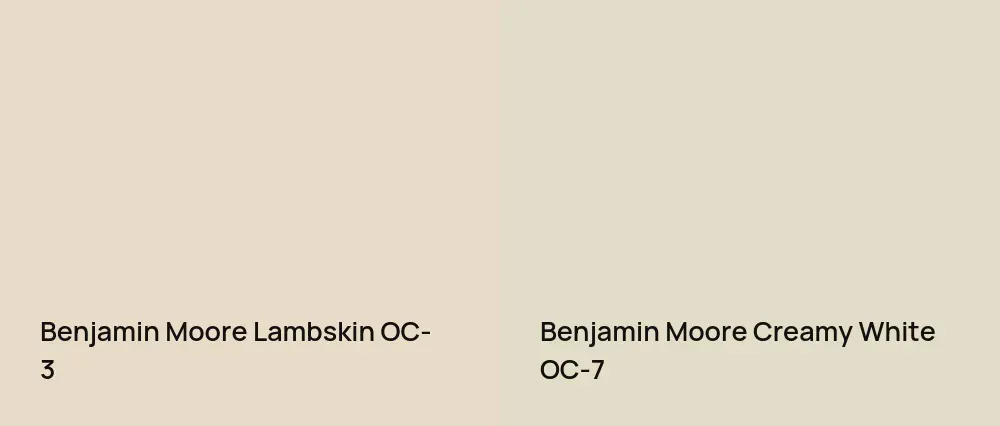 Benjamin Moore Lambskin OC-3 vs Benjamin Moore Creamy White OC-7