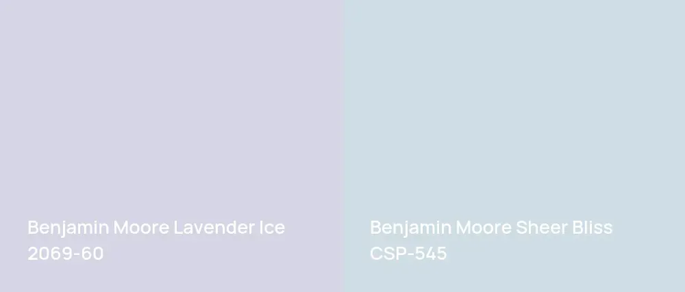 Benjamin Moore Lavender Ice 2069-60 vs Benjamin Moore Sheer Bliss CSP-545