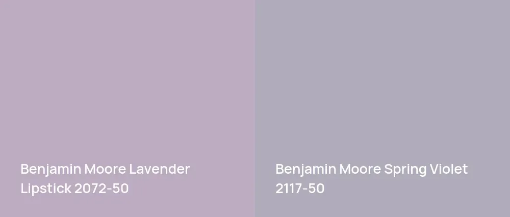Benjamin Moore Lavender Lipstick 2072-50 vs Benjamin Moore Spring Violet 2117-50