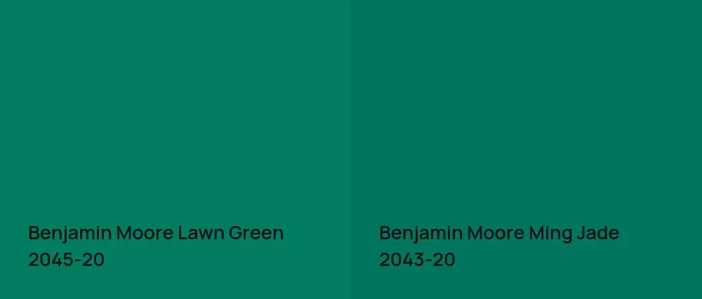 Benjamin Moore Lawn Green 2045-20 vs Benjamin Moore Ming Jade 2043-20