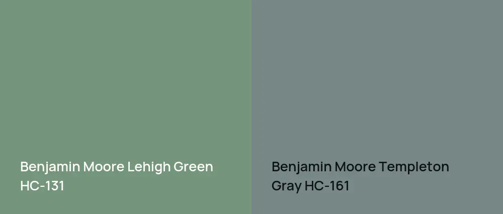 Benjamin Moore Lehigh Green HC-131 vs Benjamin Moore Templeton Gray HC-161