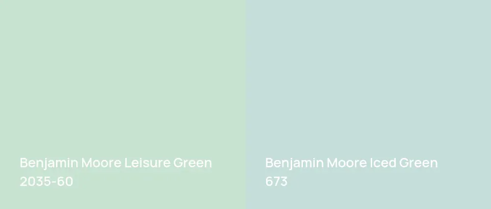 Benjamin Moore Leisure Green 2035-60 vs Benjamin Moore Iced Green 673